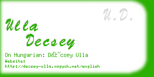 ulla decsey business card